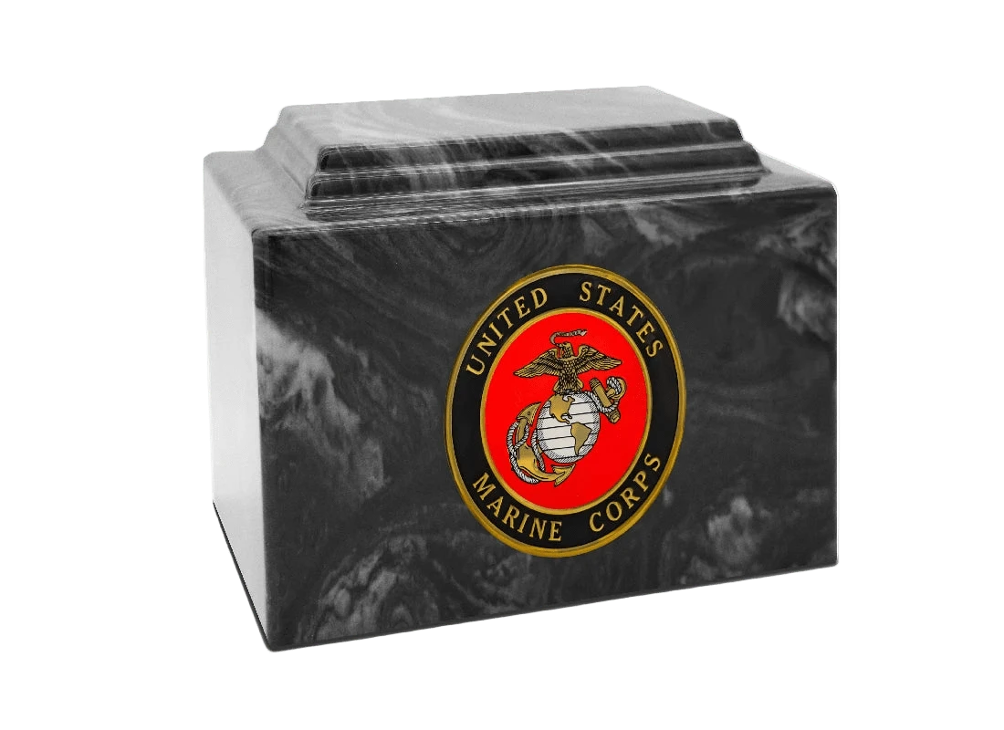 Military Marble Cremation Urn | Marines Black