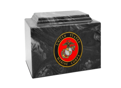 Military Marble Cremation Urn | Marines Black