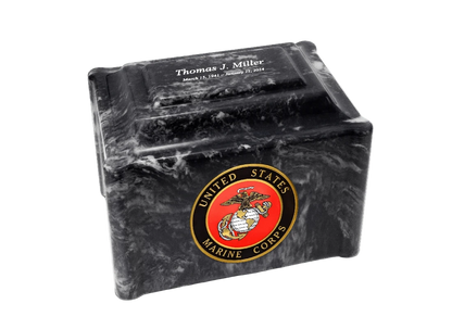 Military Marble Cremation Urn | Marines Black