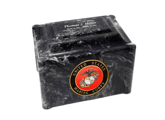 Military Marble Cremation Urn | Marines Black