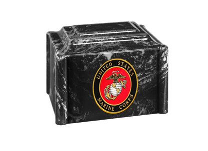 Military Marble Cremation Urn | Marines Black