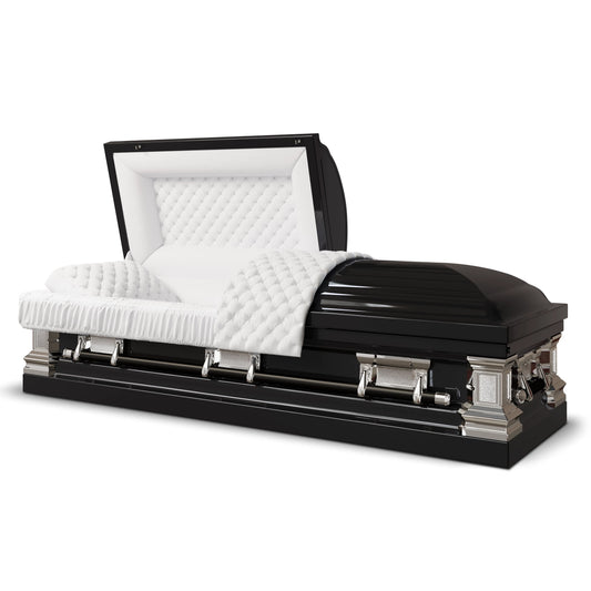 Era Stainless Series (Made in USA) | Black Stainless Steel Casket with White Interior