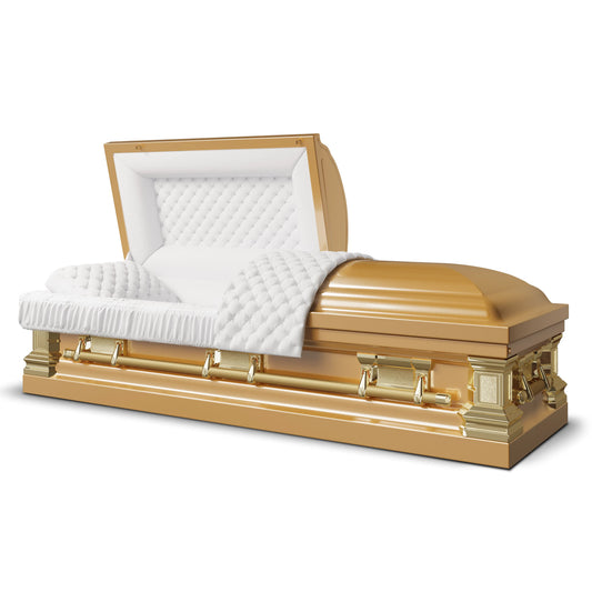 The Majesty Gold (Made in USA) | Gold Stainless Steel Casket with White Interior