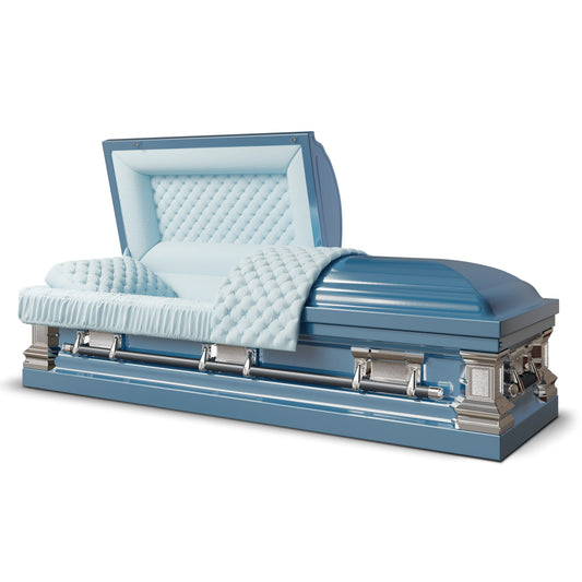Era Stainless Series (Made in USA) | Light Blue Stainless Steel Casket with Light Blue Interior