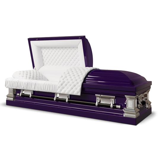 Era Stainless Series (Made in USA) | Royal Purple Stainless Steel Casket with White Interior