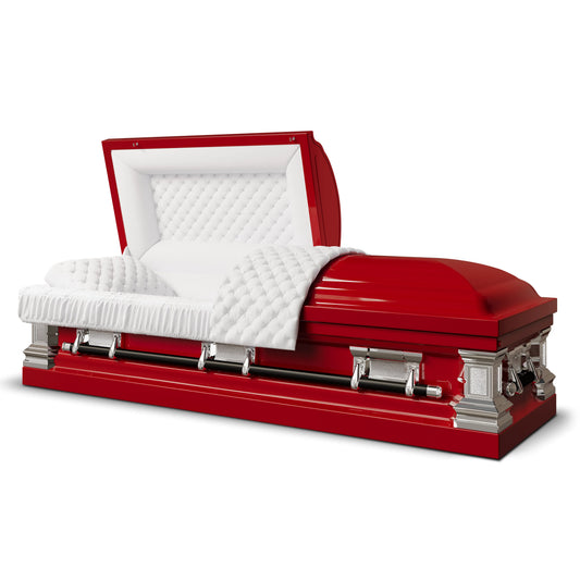 Era Stainless Series | Red Stainless Steel Casket with White Interior