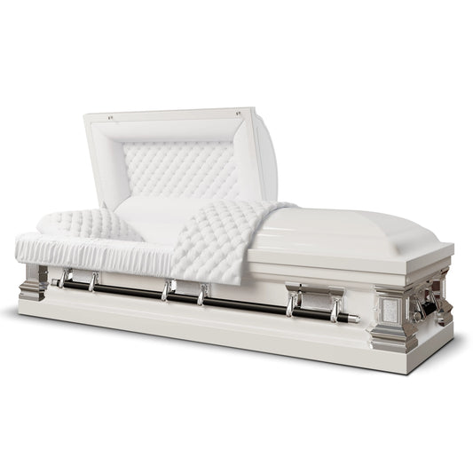Era Stainless Series | White Stainless Steel Casket with White Interior