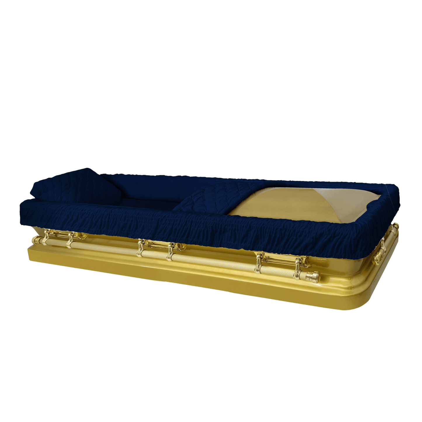 Eternal (Full Couch) | Dark Blue Gold Steel Casket