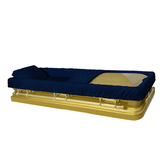 Eternal (Full Couch) | Dark Blue Gold Steel Casket