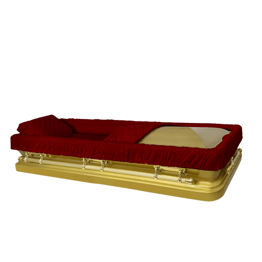 Eternal (Full Couch) | Maroon Gold Steel Casket