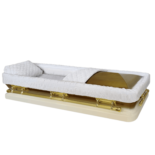 Eternal (Full Couch) | White Gold Steel Casket