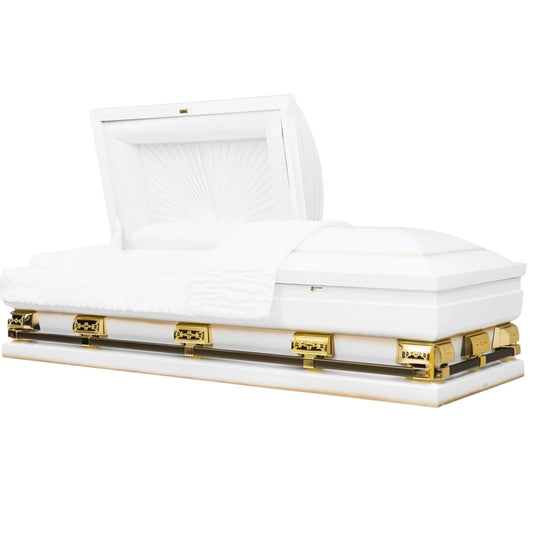Keystone XL | White Steel Oversize Casket with White Interior