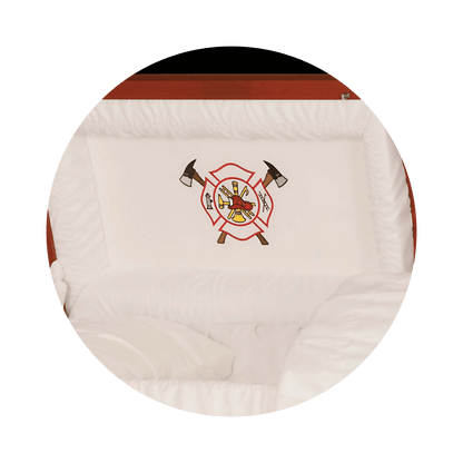 Firefighter | Red Steel Casket with White Interior