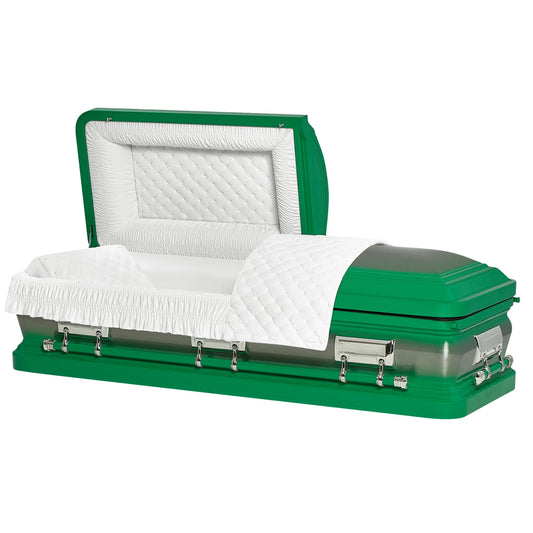 Adams Series | Green & Silver Steel Casket
