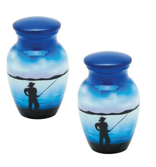 Pair of Keepsake Urns - Fisherman | Hand Painted Keepsake Urns