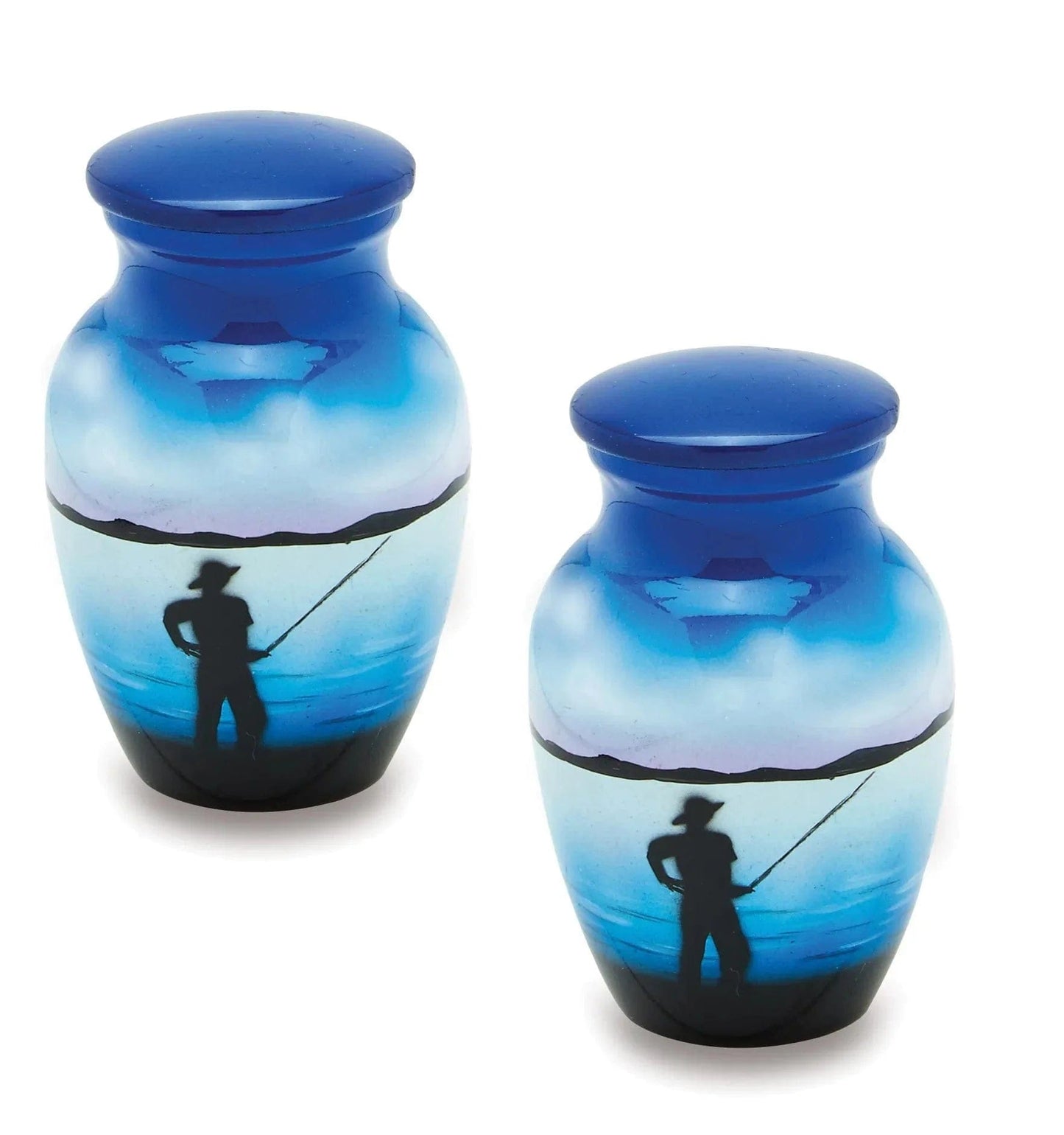 Pair of Pet Keepsake Urns - Fisherman | Hand Painted Keepsake Urns