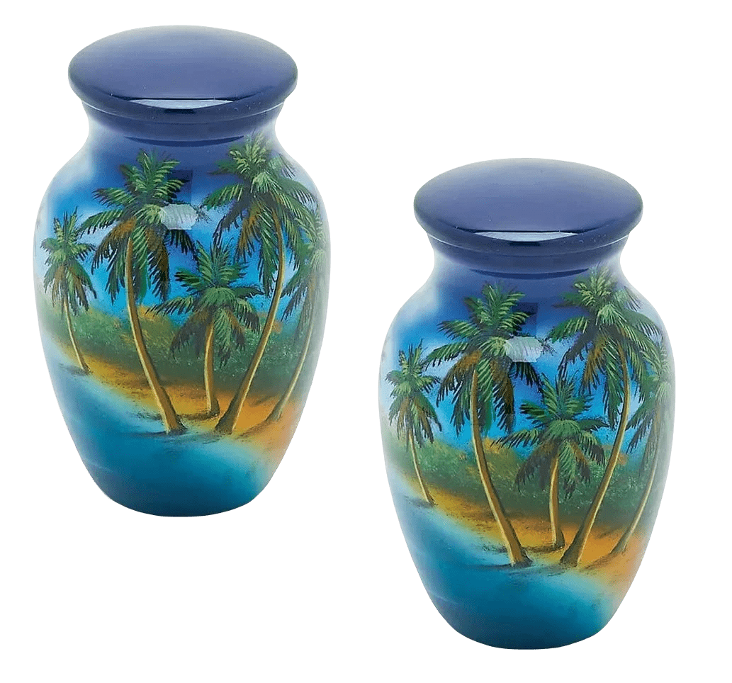 Pair of Keepsake Urns - Paradise | Hand Painted Keepsake Urns