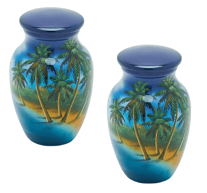 Pair of Keepsake Urns - Paradise | Hand Painted Keepsake Urns