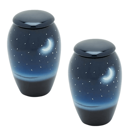 Pair of Keepsake Urns - Starry Nights | Hand Painted Keepsake Urns