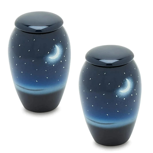 Pair of Pet Keepsake Urns - Starry Nights | Hand Painted Keepsake Urns