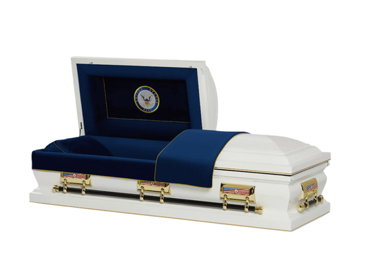 Navy Veteran White | Navy White Steel Casket with White Interior