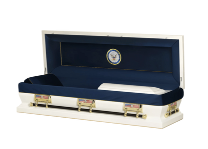 Navy Veteran White | Navy White Steel Casket with White Interior