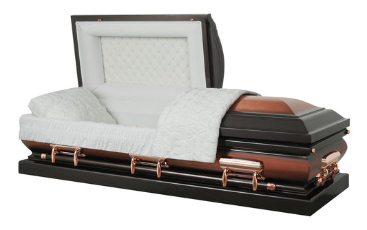 Wexford Series | Bronze & Copper Brushed Steel Casket with Almond Velvet Interior