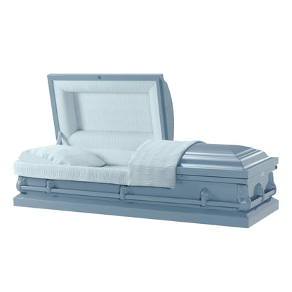 Andover Series (Made in USA) | Light Blue Steel Casket with Light Blue Interior