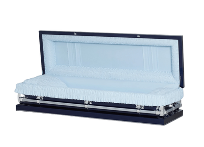 Manson Series | Neo Blue 20 Gauge Steel Casket – Full Couch
