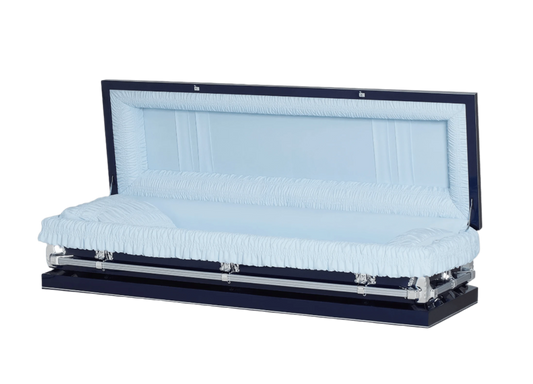 Manson Series | Neo Blue 20 Gauge Steel Casket – Full Couch