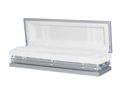 Manson Series | Silver 20 Gauge Steel Casket – Full Couch