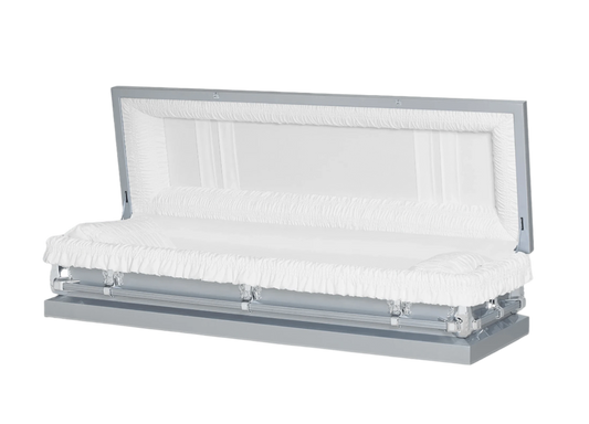 Manson Series | Silver 20 Gauge Steel Casket – Full Couch