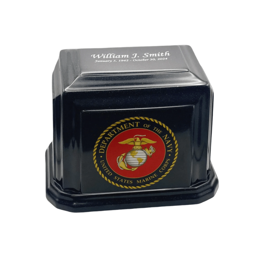 Classic Military Marble Cremation Urn | Marines Blue
