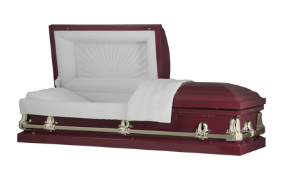 Orion Series | Maroon & Gold Steel Casket with White Interior