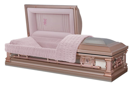 Meridian Stainless Series | Rose Gold & Silver Brushed Stainless Steel Casket with Pink Velvet Interior