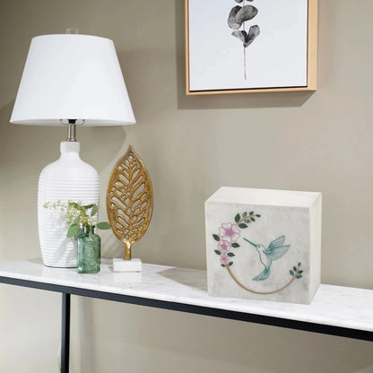 Monumental Memorials Hummingbird Teal White | Titan Casket