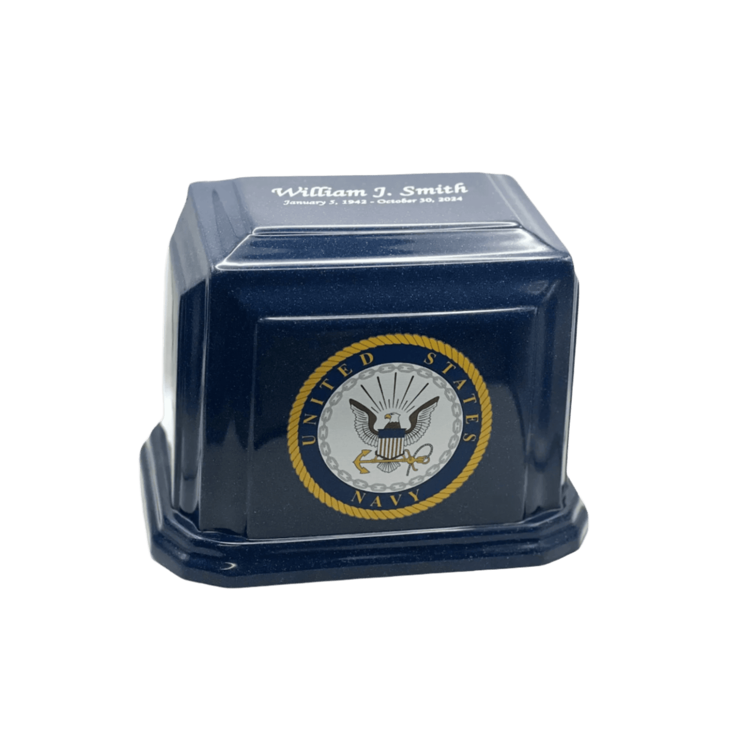 Classic Military Marble Cremation Urn | US Navy Blue