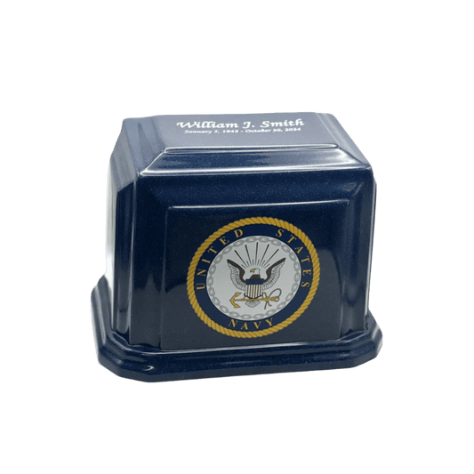 Classic Military Marble Cremation Urn | US Navy Blue