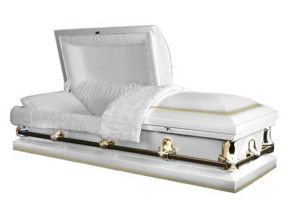 Newfield White Casket | White with Shaded Gold Finish