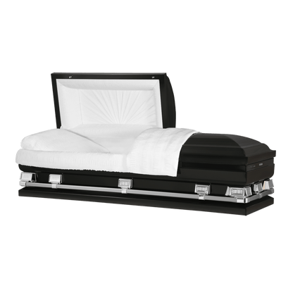 Atlas XL (Made in USA) | Black Steel Oversize Casket with White Interior