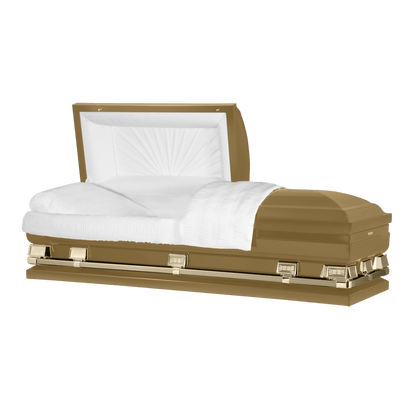Atlas XL (Made in USA) | Gold Steel Oversize Casket with White Interior
