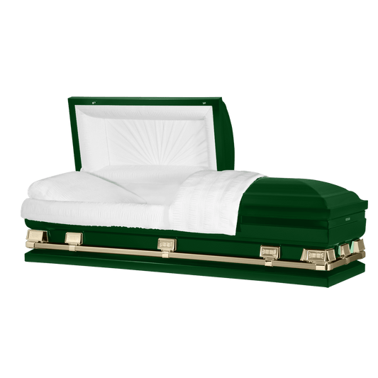 Atlas XL (Made in USA) | Hunter Green Steel Oversize Casket with White Interior
