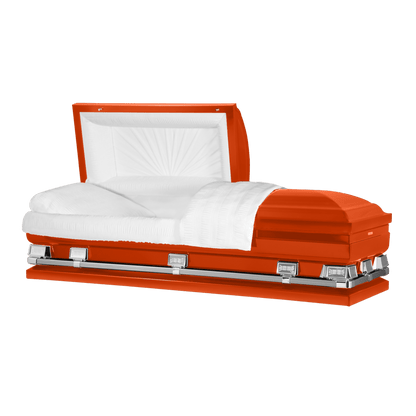 Atlas XL (Made in USA) | Orange Steel Oversize Casket with White Interior