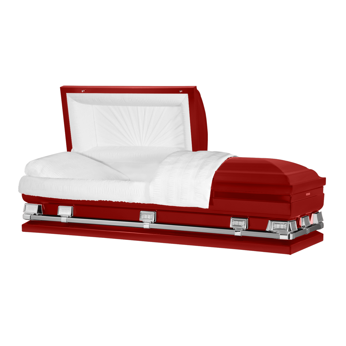 Atlas XL | Red Steel Oversize Casket with White Interior