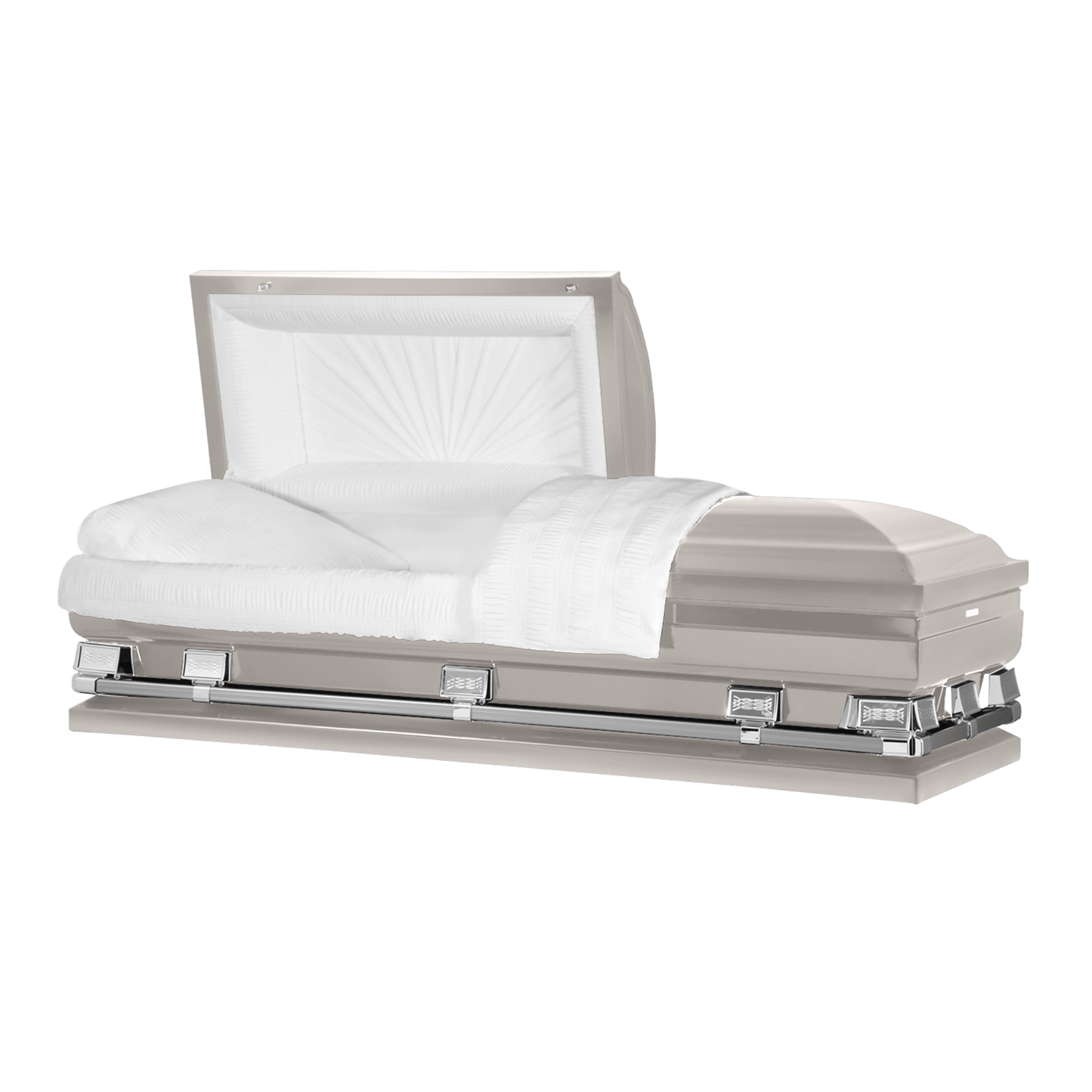 Atlas XL (Made in USA) | Silver Steel Oversize Casket with White Interior