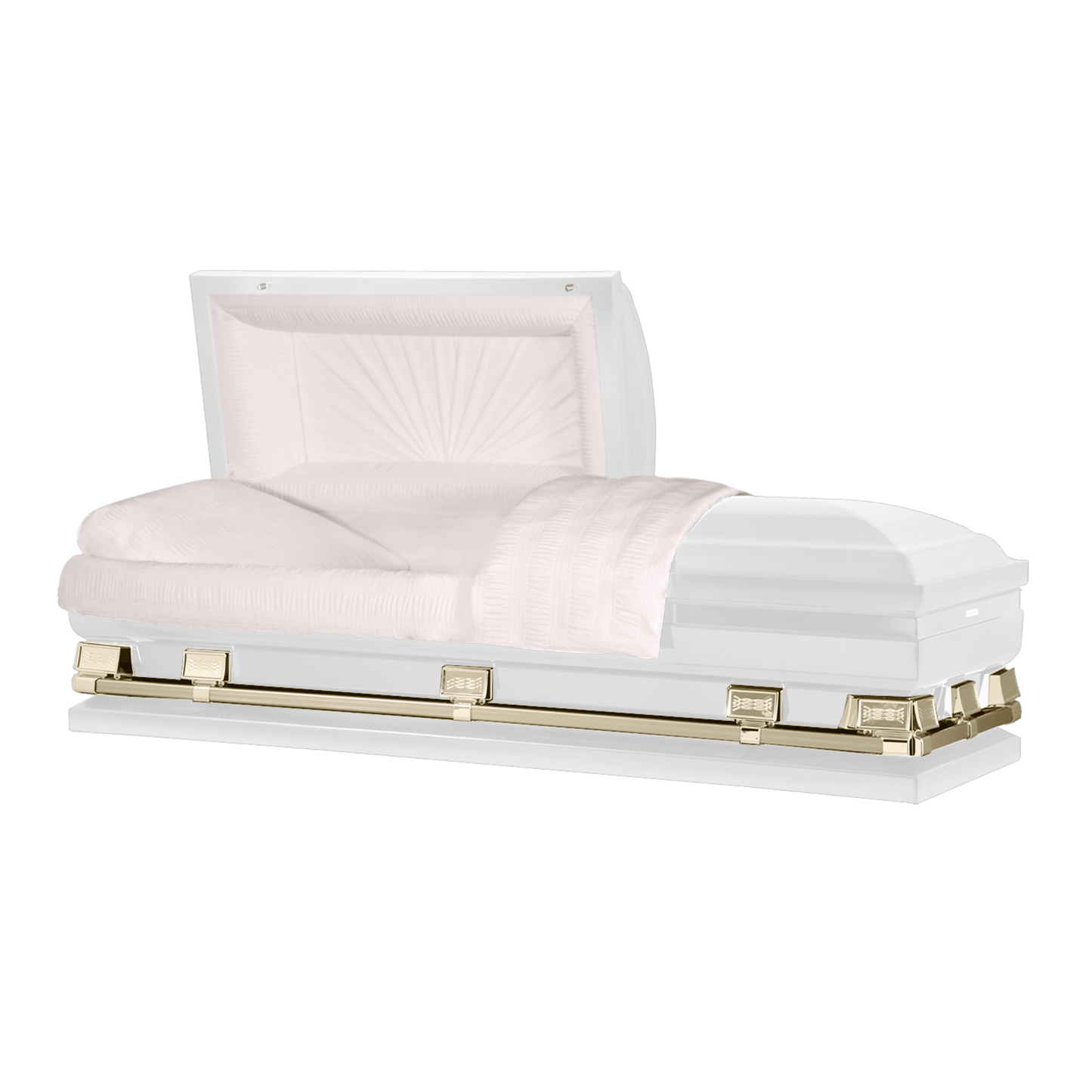 Atlas XL (Made in USA) | White and Gold Steel Oversize Casket with Pink Interior