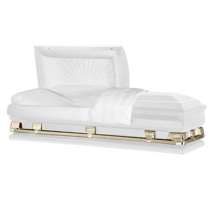 Atlas XL | White and Gold Steel Oversize Casket with White Interior