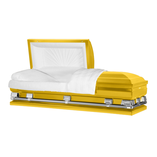 Atlas XL (Made in USA) | Yellow Steel Oversize Casket with White Interior