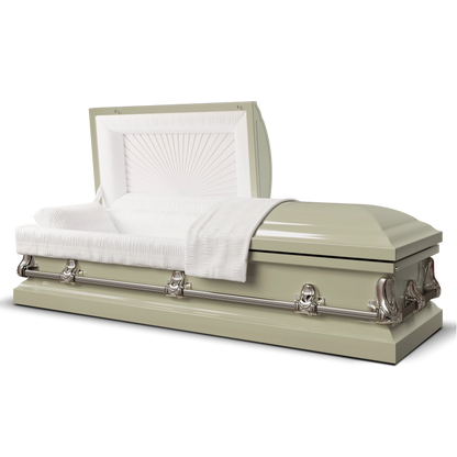 Orion Series | Almond Steel Casket with White Interior