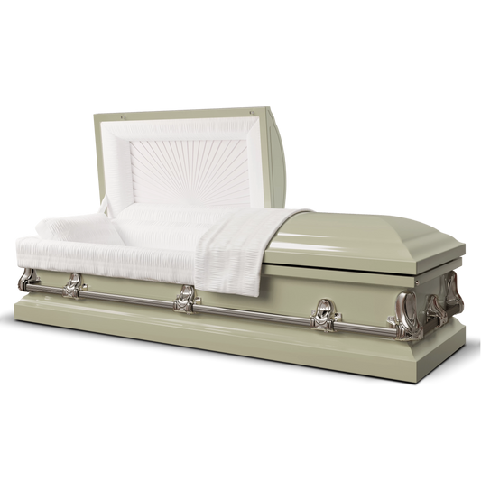 Orion Series | Almond Steel Casket with White Interior